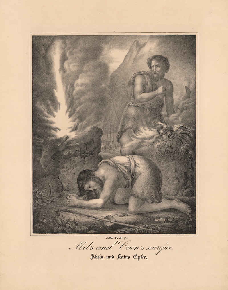 Abel's and Cain's sacrifice by Johann Baptist Sonderland, 1843 — digital art print download