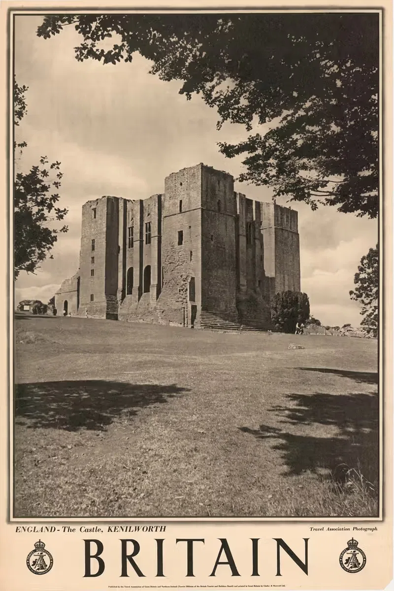 England - The Castle, Kenilworth by Travel Association of Great Britain & Northern Ireland, 1950 — digital art print download