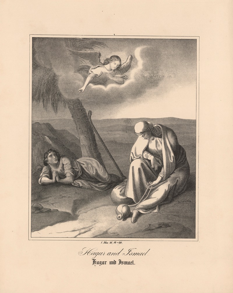 Hagar and Ismael by Johann Baptist Sonderland, 1843 — digital art print download