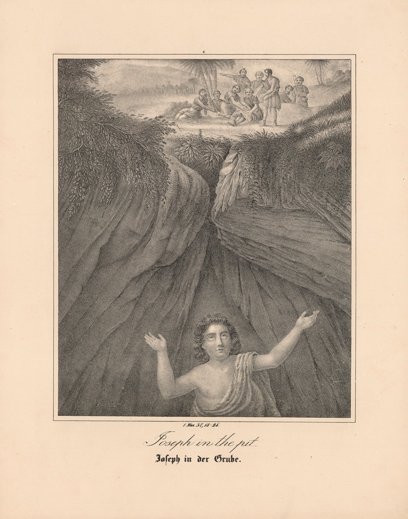 Joseph in the pit by Johann Baptist Sonderland, 1843 — digital art print download