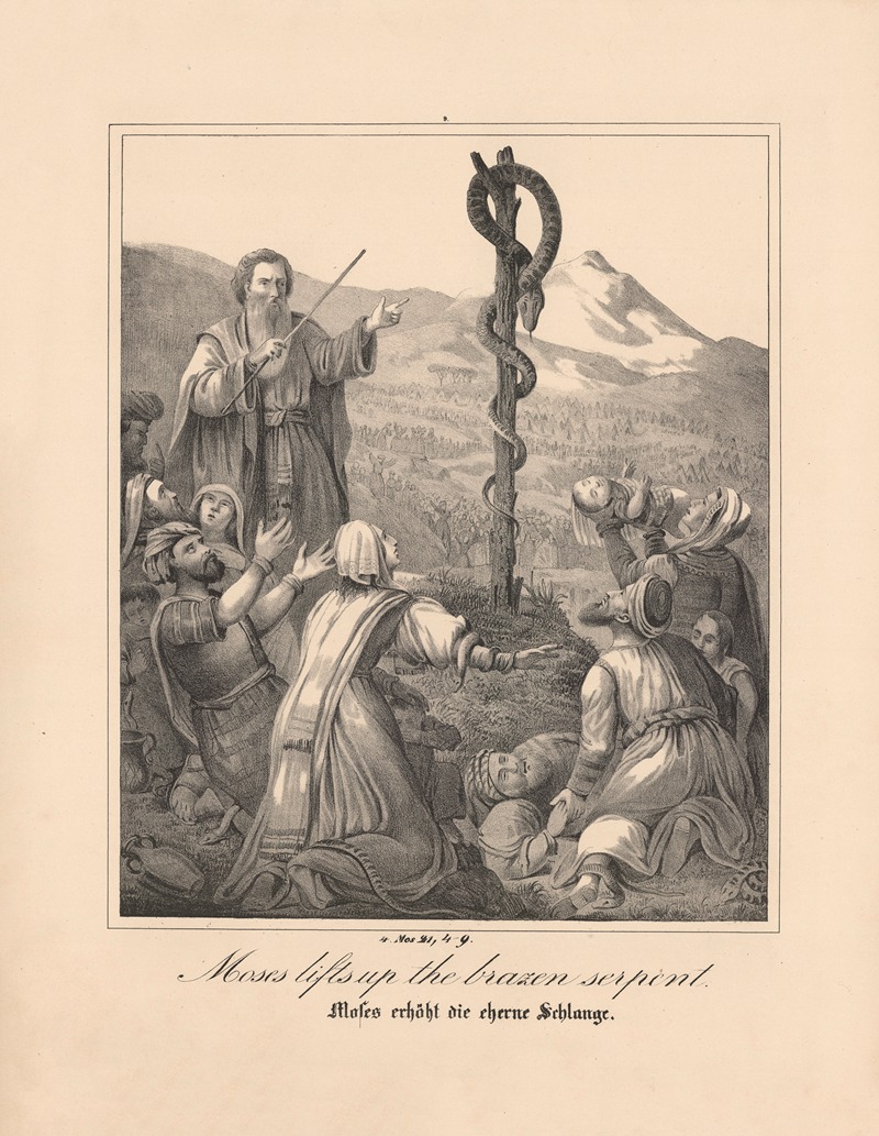 Moses lifts up the brazen serpent — Johann Baptist Sonderland