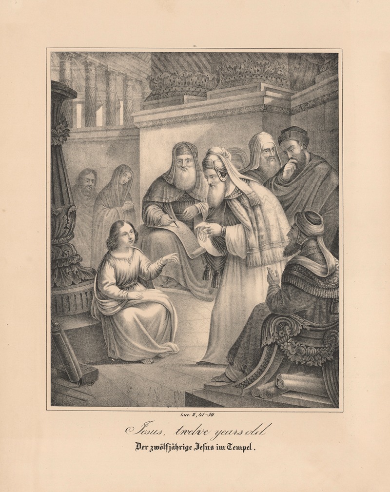 Jesus, twelve years old by Johann Baptist Sonderland, 1843 — digital art print download