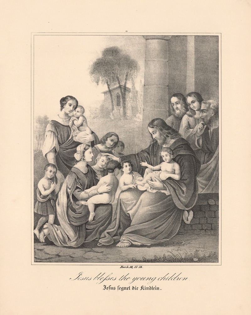 Jesus blesses the young children by Johann Baptist Sonderland, 1843 — digital art print download