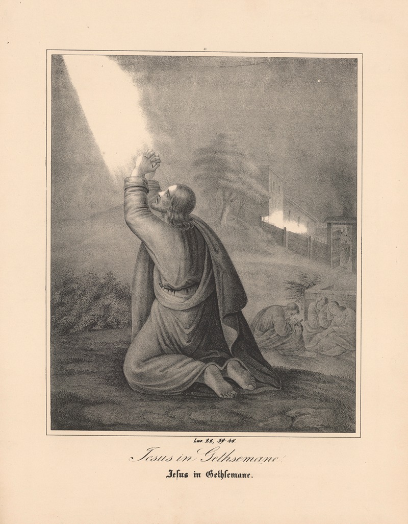 Jesus in Gethsemane by Johann Baptist Sonderland, 1843 — digital art print download