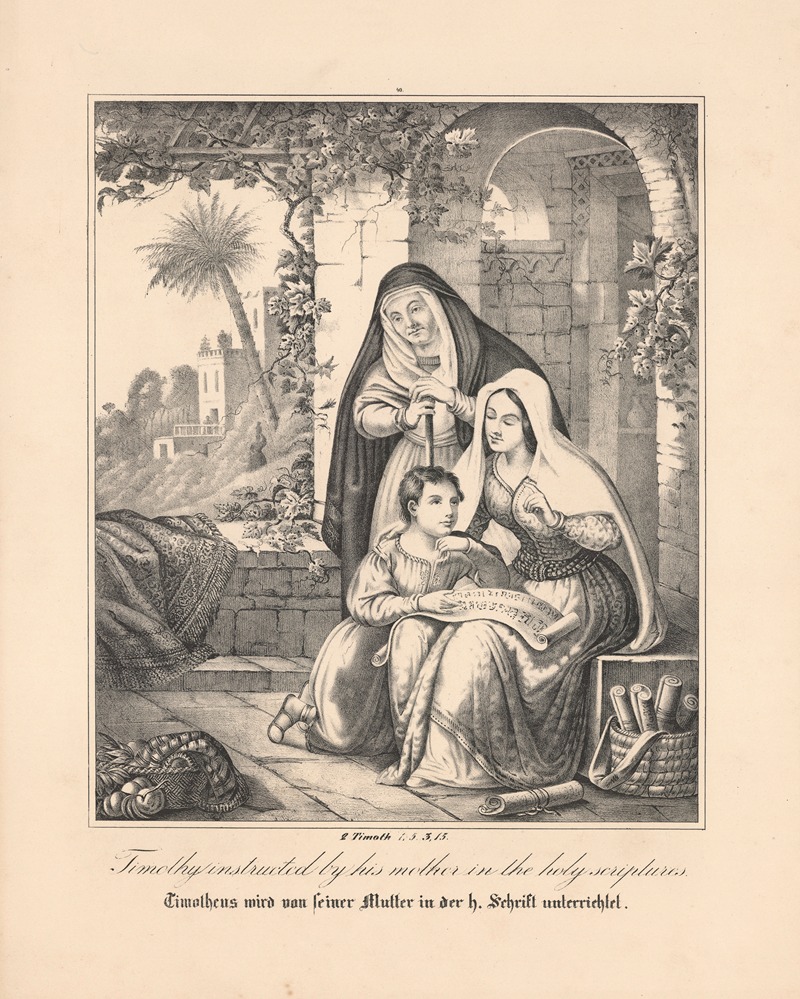 Timothy instructed by his mother in the holy scriptures — Johann Baptist Sonderland