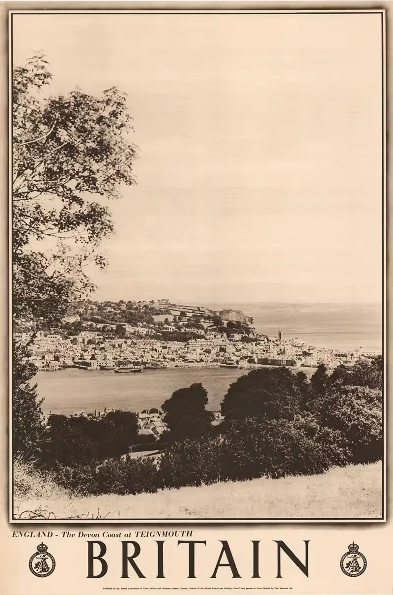 England - The Devon Coast at Teignmouth by Travel Association of Great Britain & Northern Ireland, 1950 — digital art print…