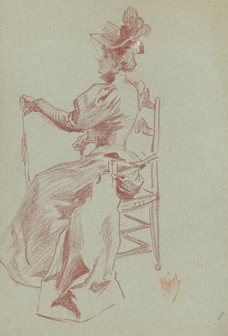 Elegant Lady Seated in a Chair — Jules Chéret