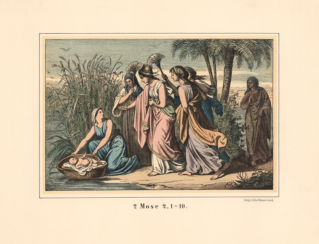 Moses is saved by Pharaoh's daughter by Karl Gottlob Schönherr, 1911 — digital art print download