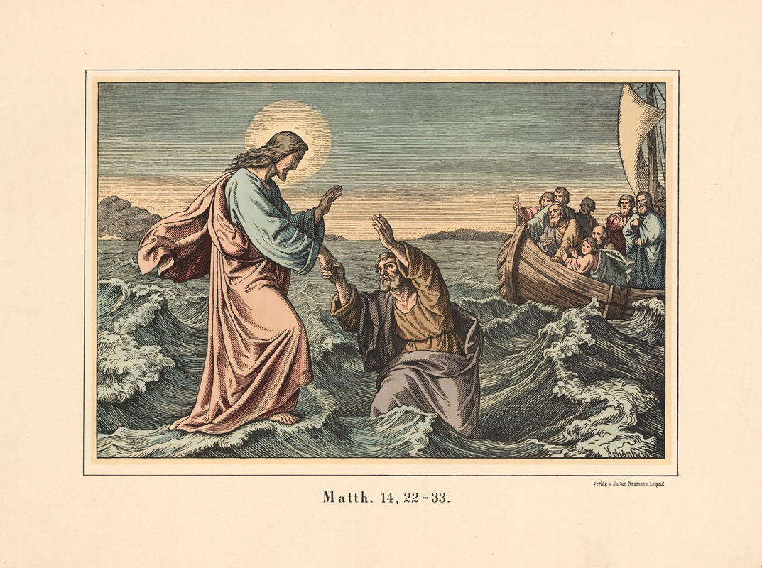 Peter's walk on water by Karl Gottlob Schönherr, 1911 — digital art print download