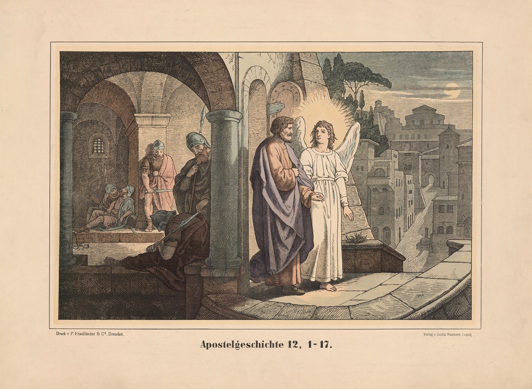Peter is rescued by an angel by Karl Gottlob Schönherr, 1911 — digital art print download