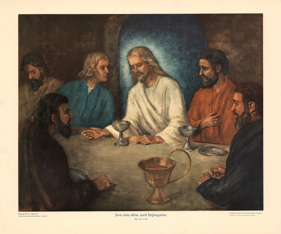 Jesus' last evening with the disciples by Natan Johansson, 1948 — digital art print download