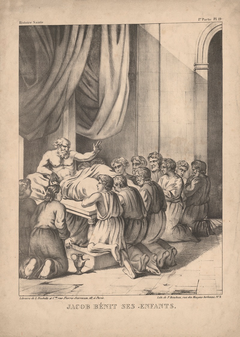 Jacob benit ses enfants by P. Bineteau, 1890 — digital art print download