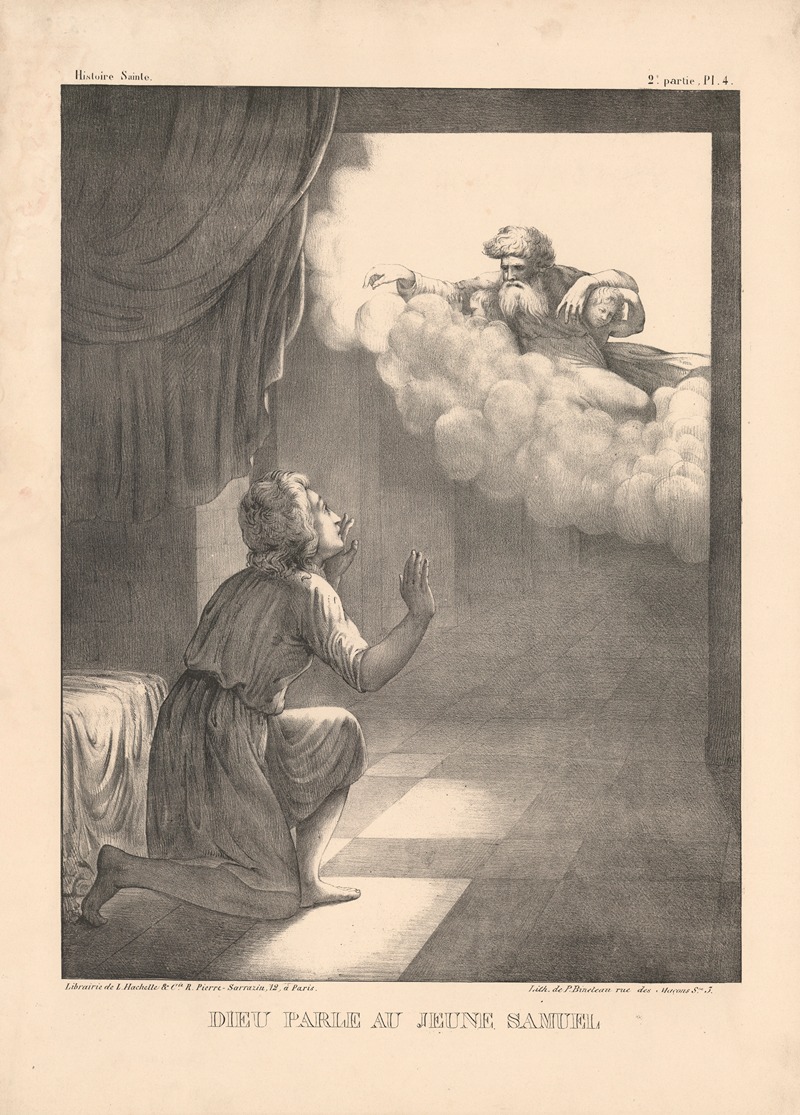Dieu parle au jeune Samuel. by P. Bineteau, 1890 — digital art print download