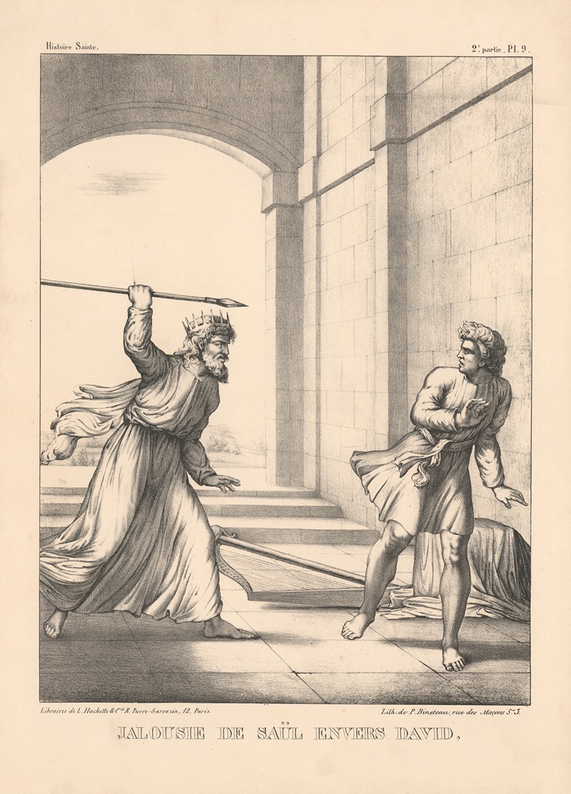 Jalousie de Saul envers David by P. Bineteau, 1890 — digital art print download