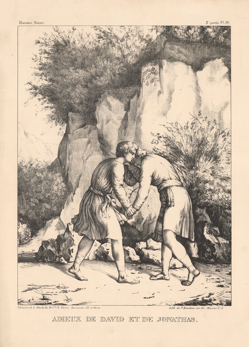 Adieux de David et de Jonathas by P. Bineteau, 1890 — digital art print download