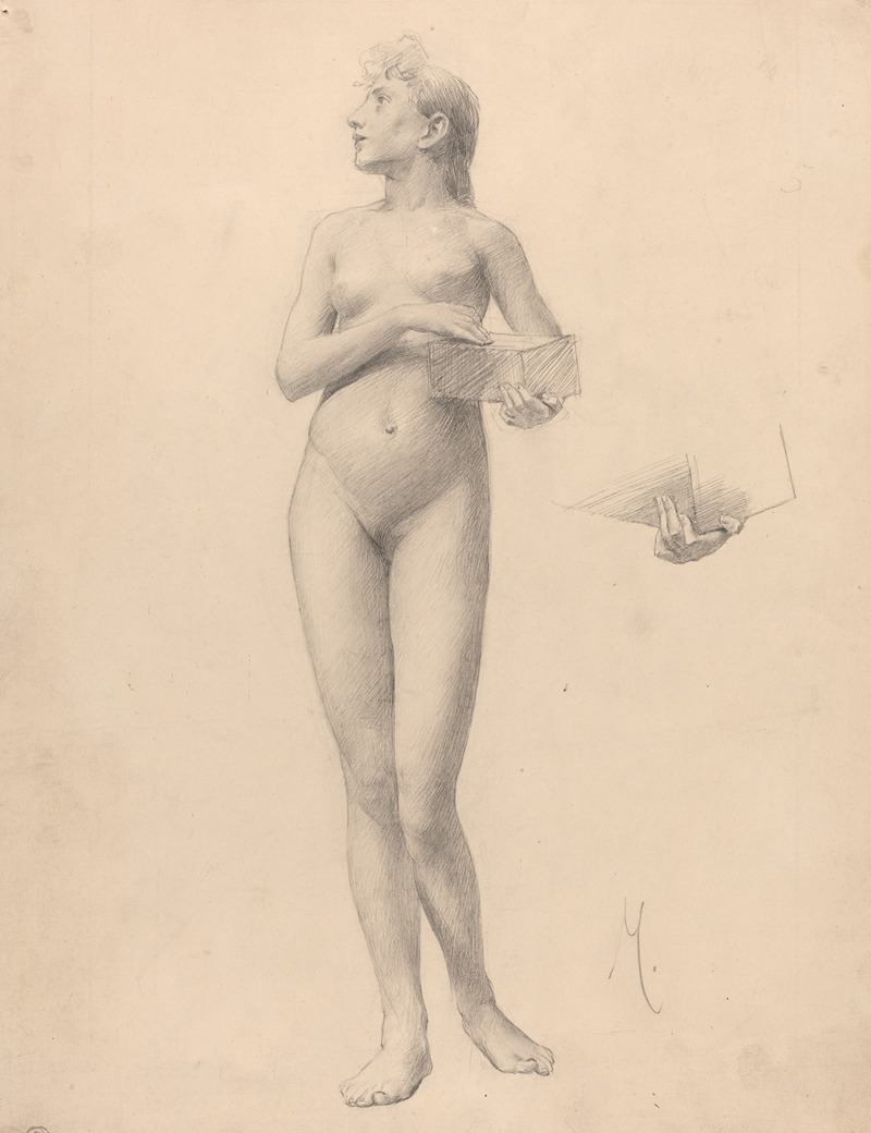 Standing Nude Woman Holding a Box — Karel Vitezslav Masek