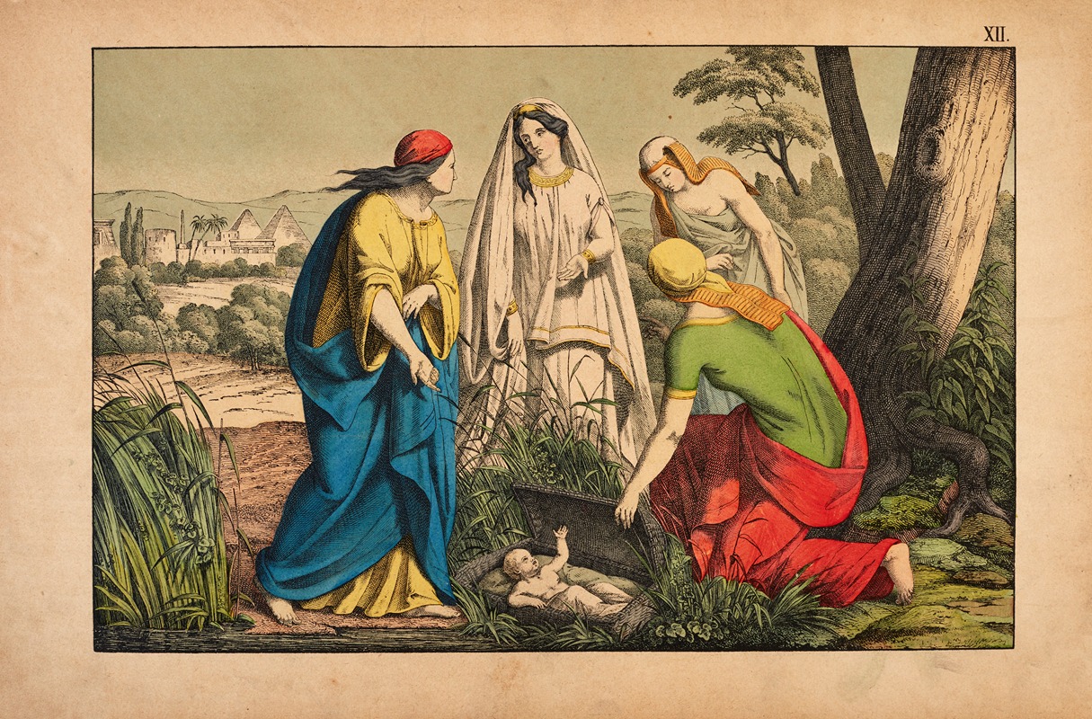 Moses is saved by Pharaoh's daughter by Theodor Eckardt, 1879 — digital art print download