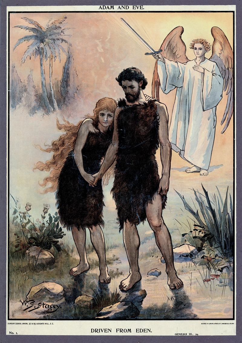 Adam and Eve – Driven from Eden by Walter Sidney Stacey, 1888 — digital art print download