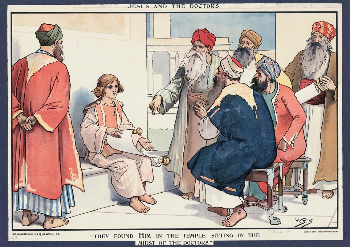 Jesus and the Doctors by Walter Sidney Stacey, 1888 — digital art print download