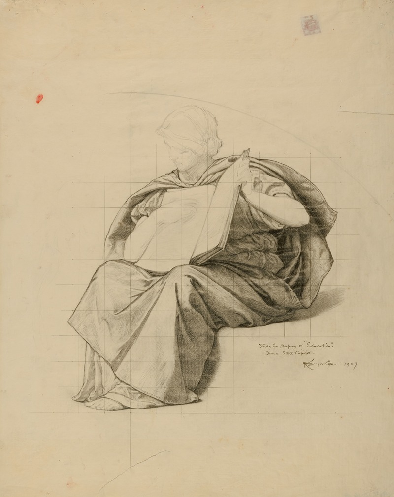 (Iowa State Capitol Rotunda) (Education, study for panel) by Kenyon Cox, 1907 — digital art print download