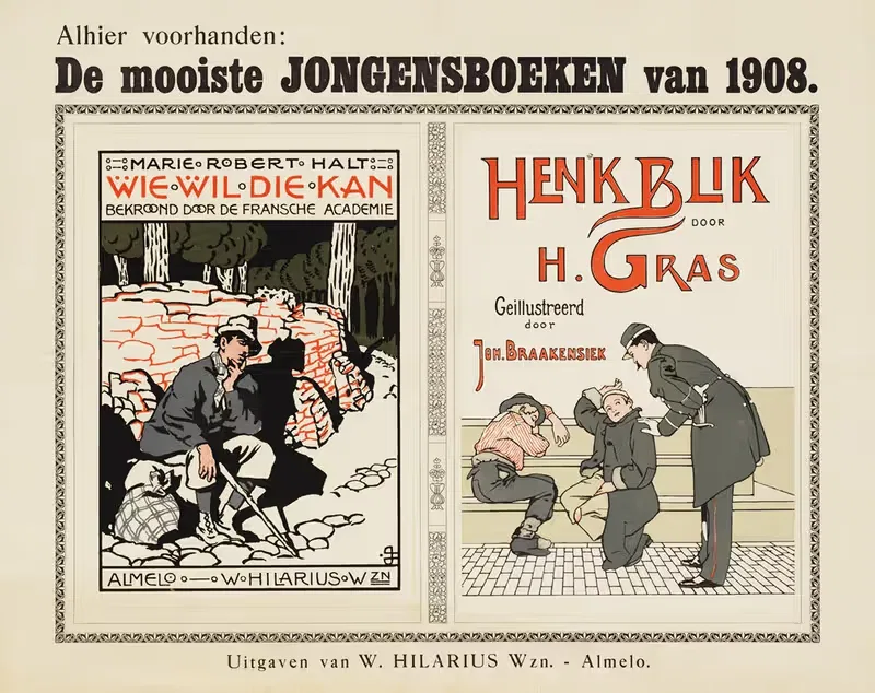 De mooiste jongensboeken van 1908 by W. Hilarius Wzn, 1908 — digital art print download