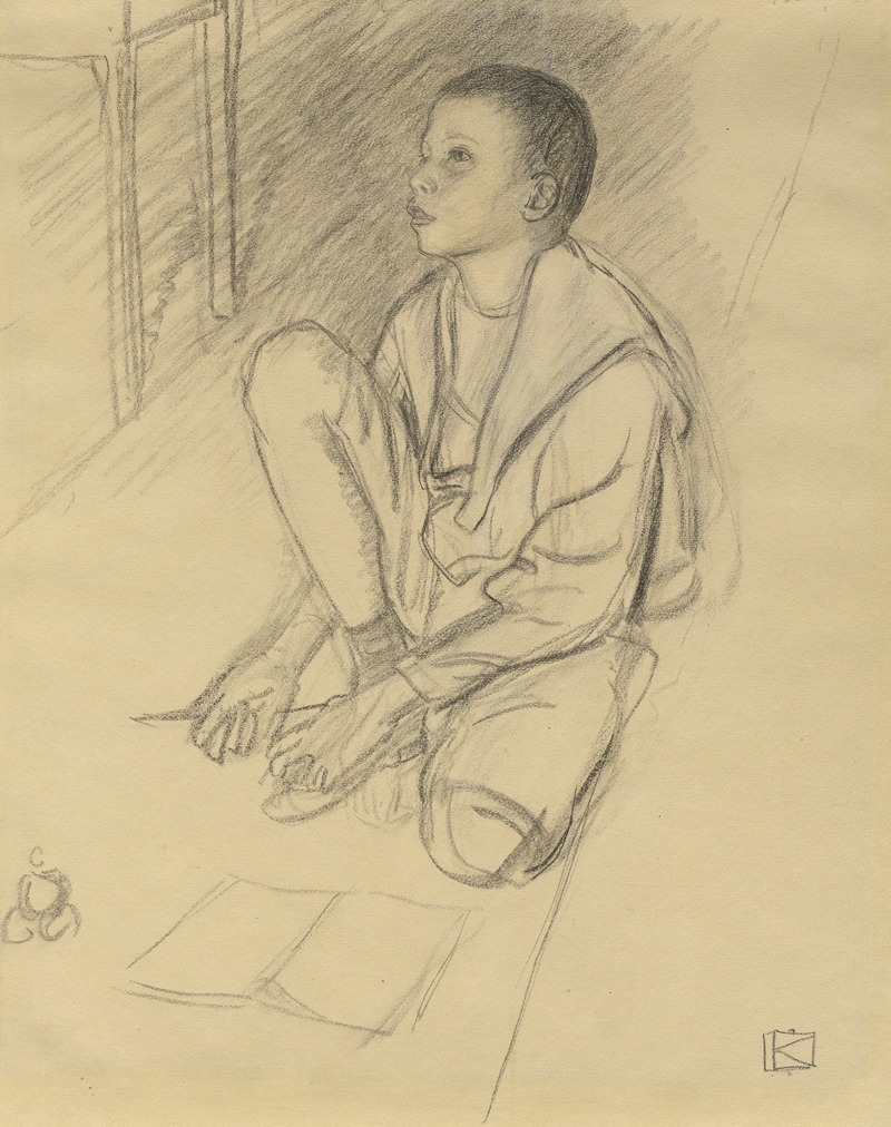The Artist's Son Wolf Crouching on the Floor — Leopold von Kalckreuth