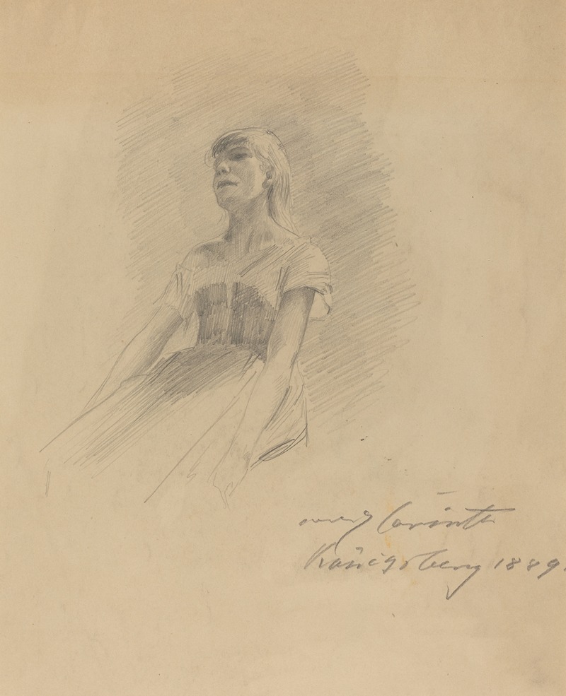 Seated Young Woman (recto) by Ловис Коринт, 1889 — digital art print download