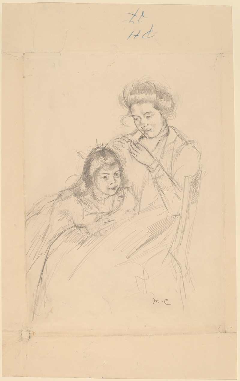 Margot Leaning against Reine's Knee — Mary Cassatt