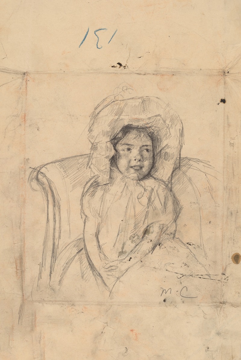 Smiling Margot Wearing a Ruffled Bonnet by Мэри Кассат, c. 1902 — digital art print download