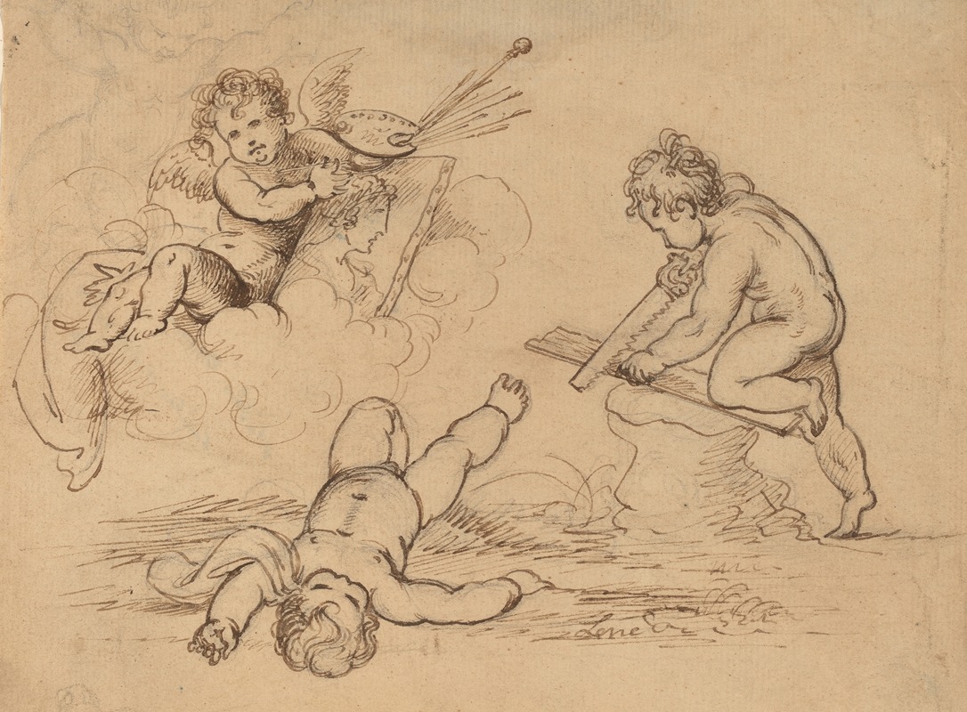 Allegory – Four Putti by Mather Brown, 1780-1790 — digital art print download