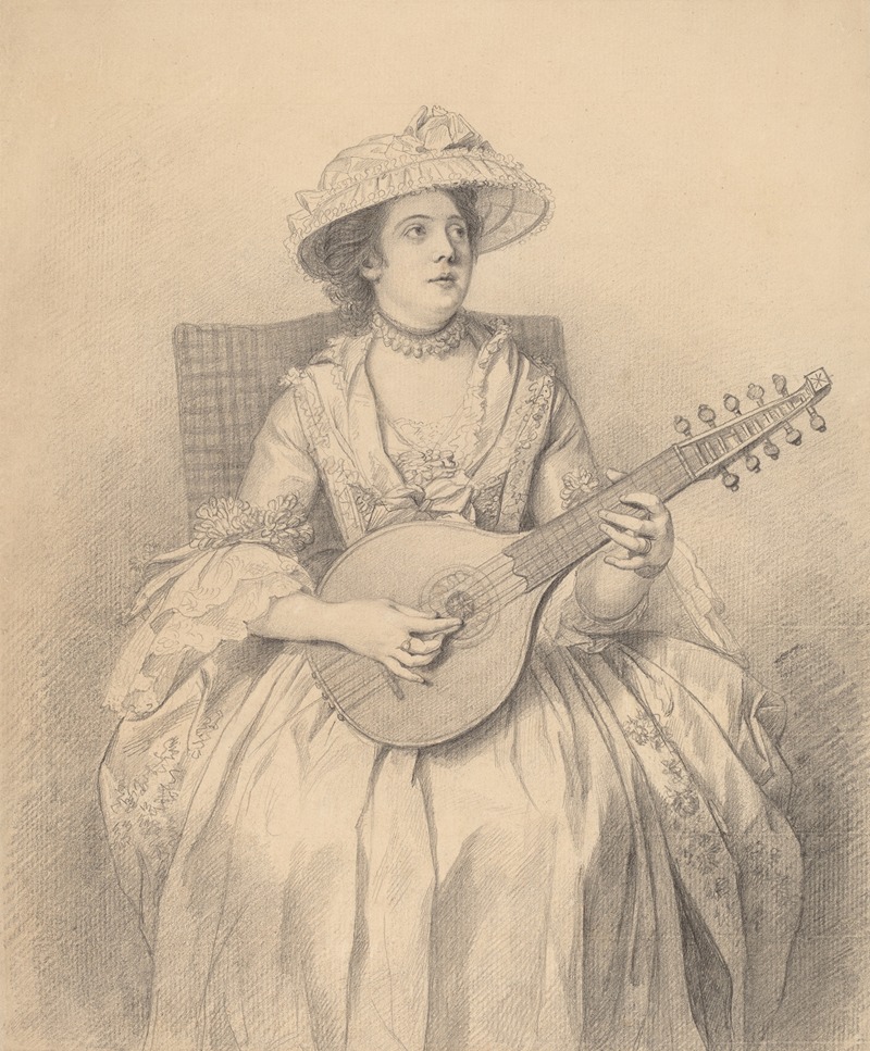 An Elegant Lady Playing a Cittern by Натанель Данс Холланд, c. 1770 — digital art print download
