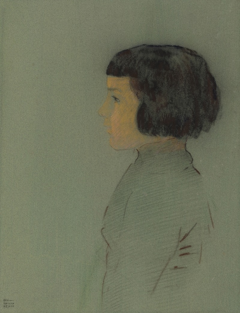 Young Woman in Profile by Одилон Редон, 1910 — digital art print download