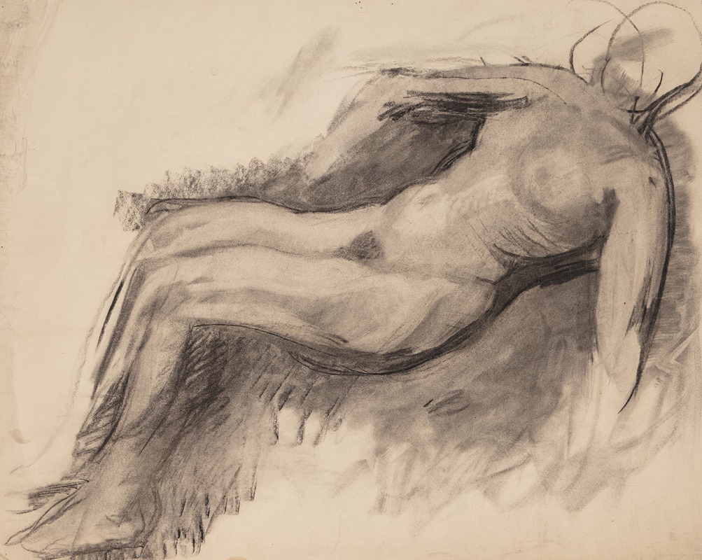 Liggende kvindelig model by Oluf Hartmann, 1900 – 1904 — digital art print download