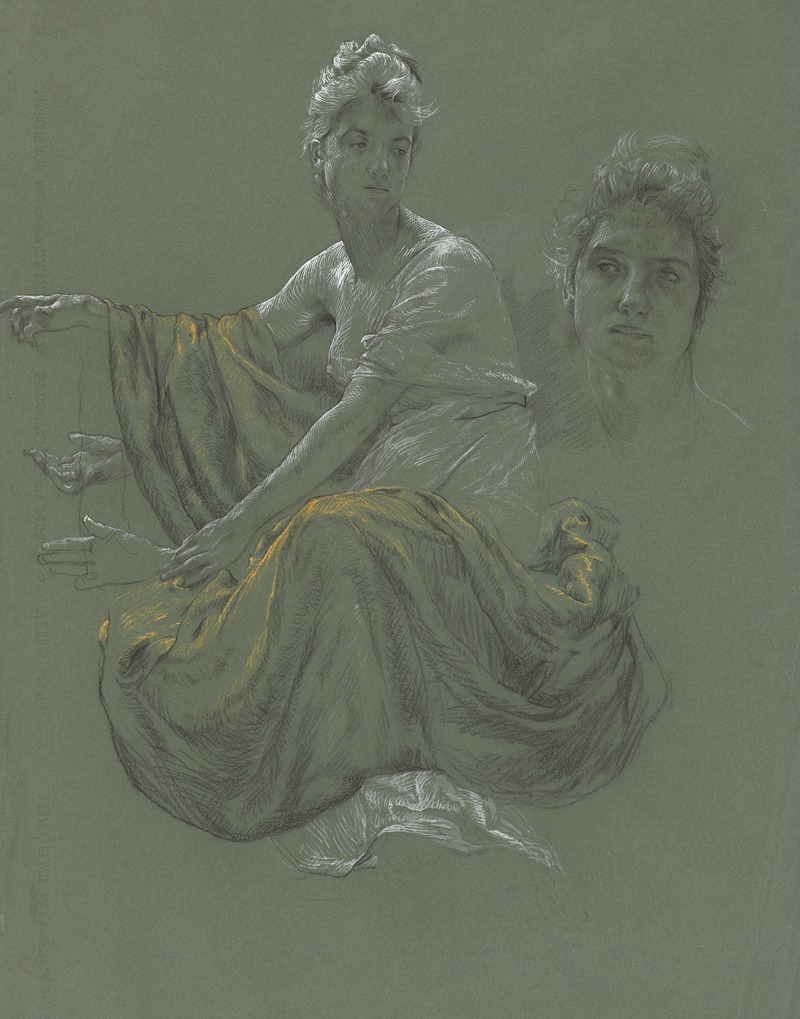 Elegant Young Woman in Classical Drapery — Otto Greiner