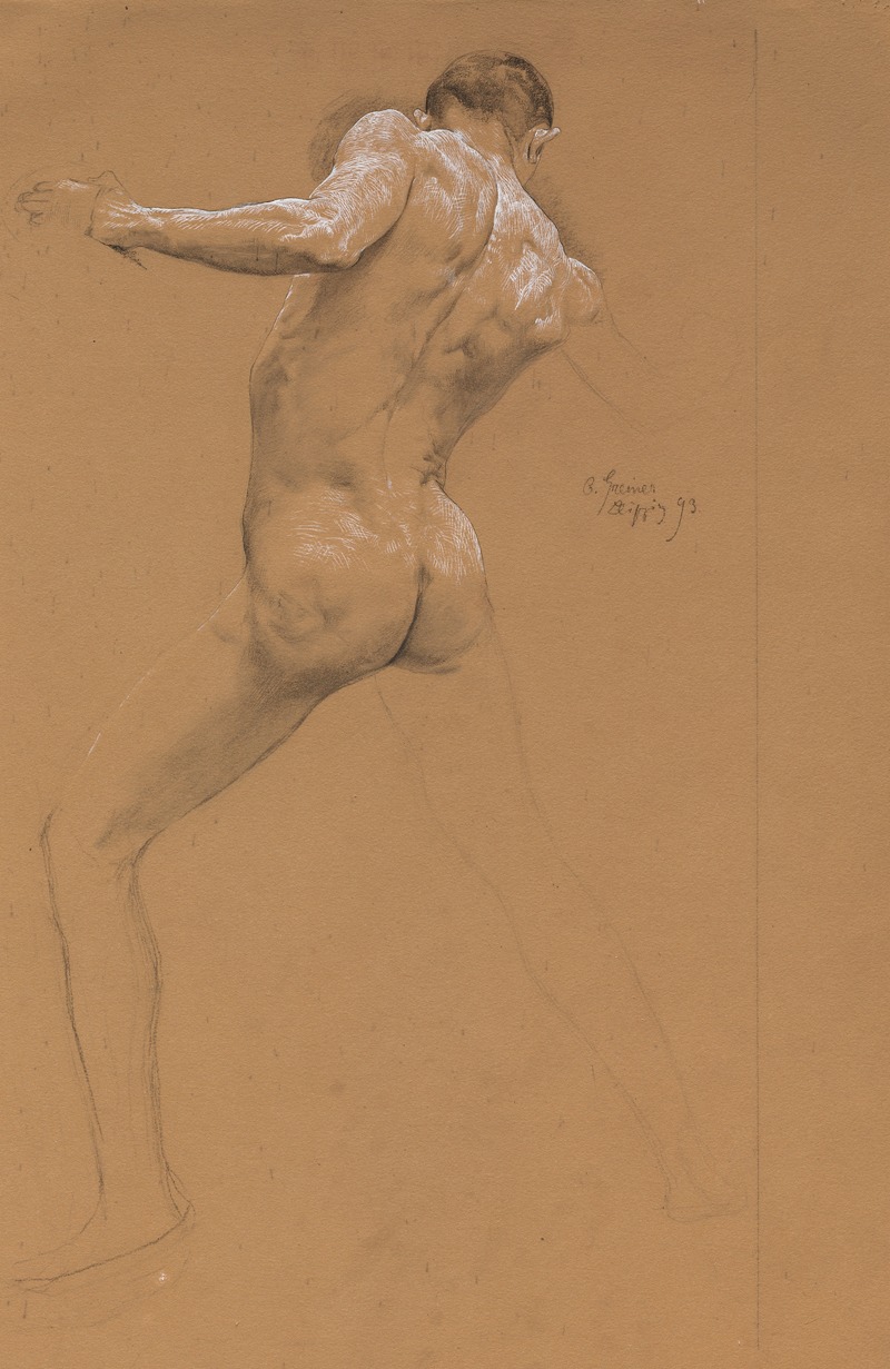 Standing Male Nude from Behind by Отто Грейнер, 1893 — digital art print download