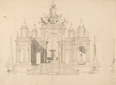 Study for a 'Macchina' of a Fountain Pavilion by Paolo Posi, 1754 — digital art print download