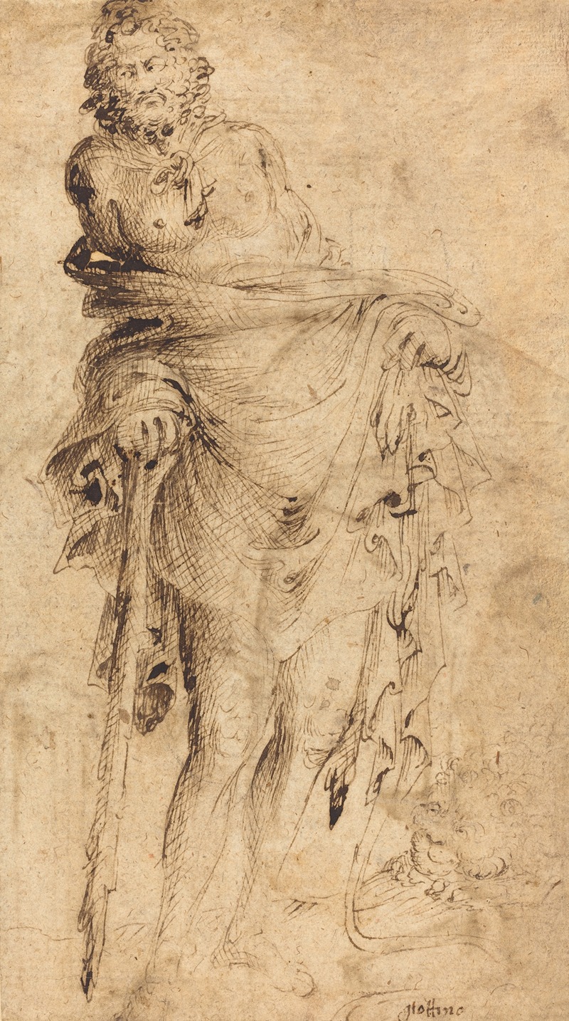 Hercules Leaning on His Club (recto) — Parri Spinelli