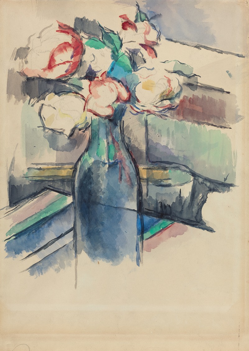 Roses in a Bottle (recto) by Поль Сезанн, 1900-1904 — digital art print download