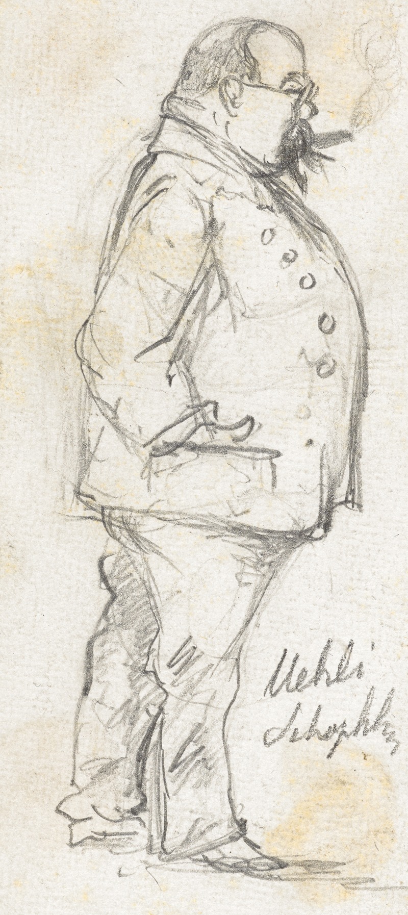 Mann mit Brille und Zigarre von der Seite by Пауль Франц Отто — digital art print download