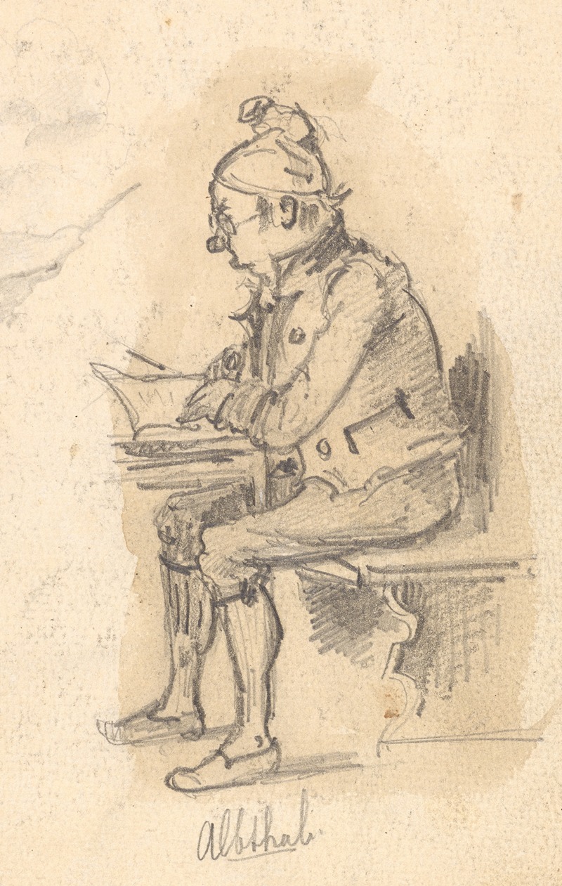 Sitzender, lesender Mann von der Seite by Пауль Франц Отто — digital art print download