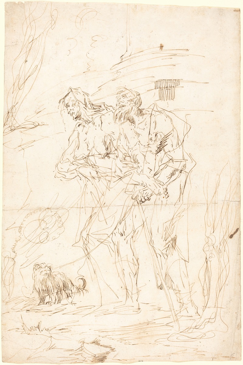 Two Beggars with Their Dog by Paul Troger, c. 1728 — digital art print download