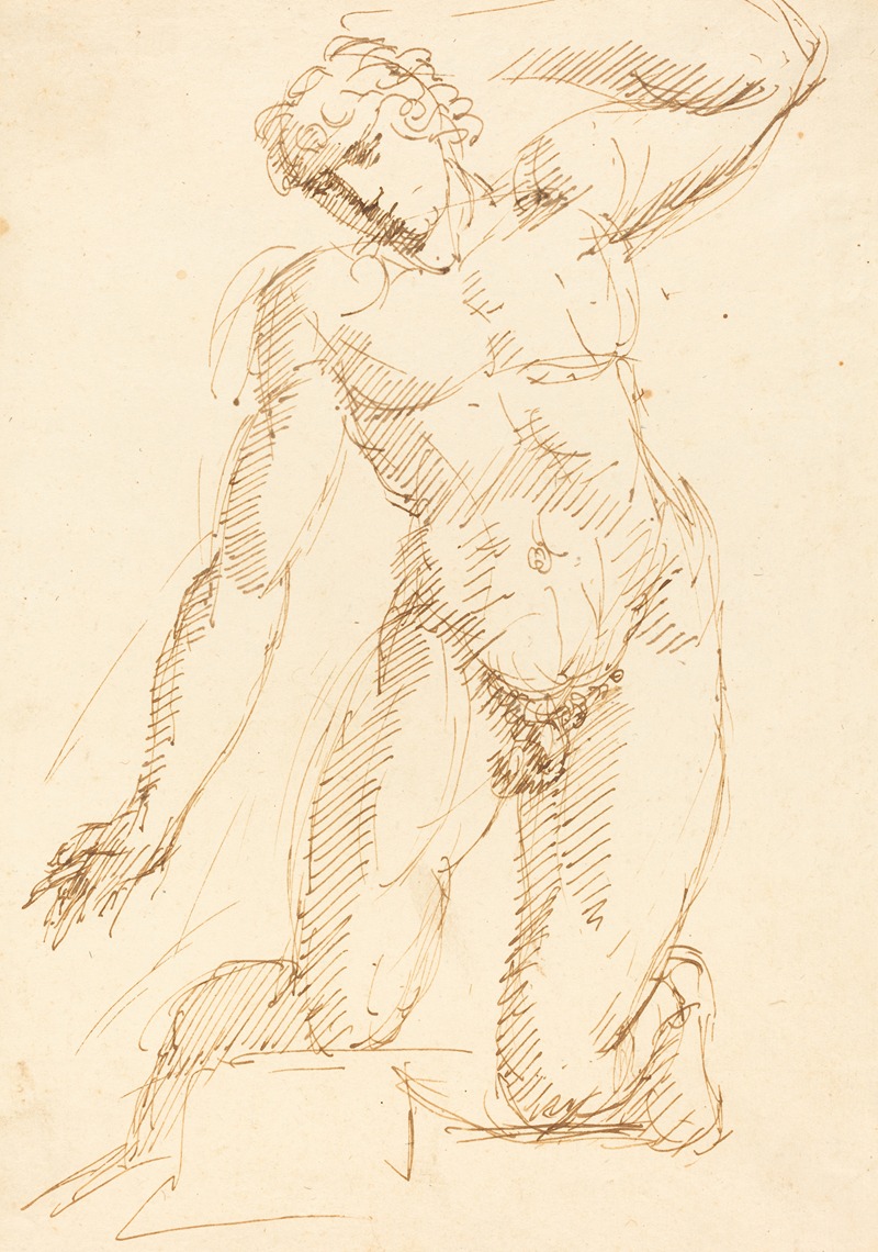 A Male Nude Kneeling by Pelagio Palagi — digital art print download