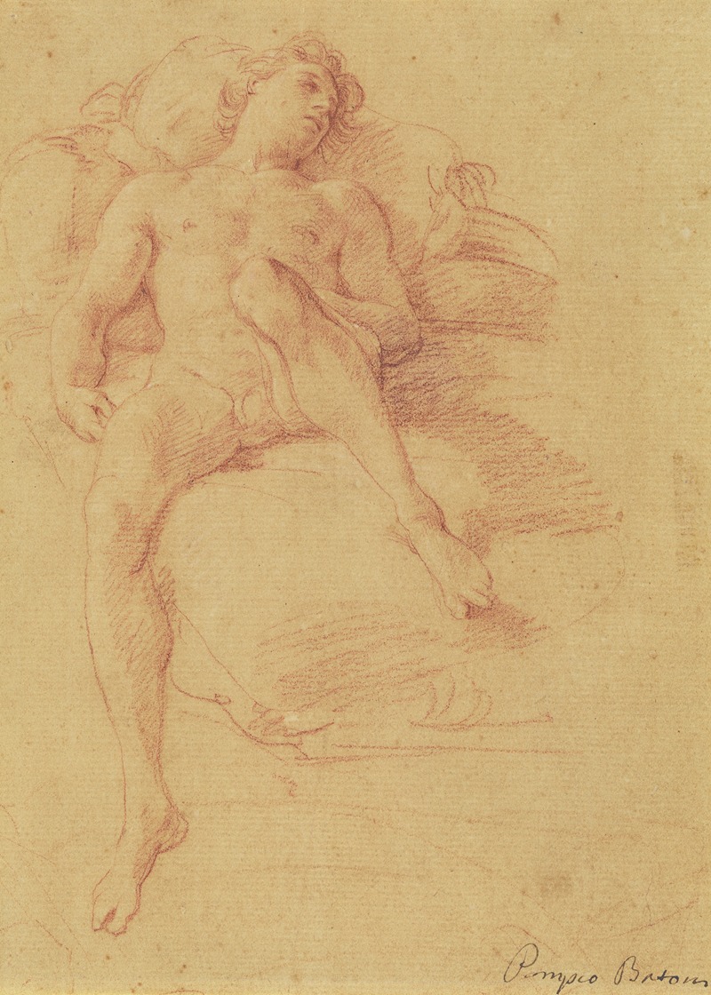 Male Nude Reclining on a Bed — Pompeo Batoni