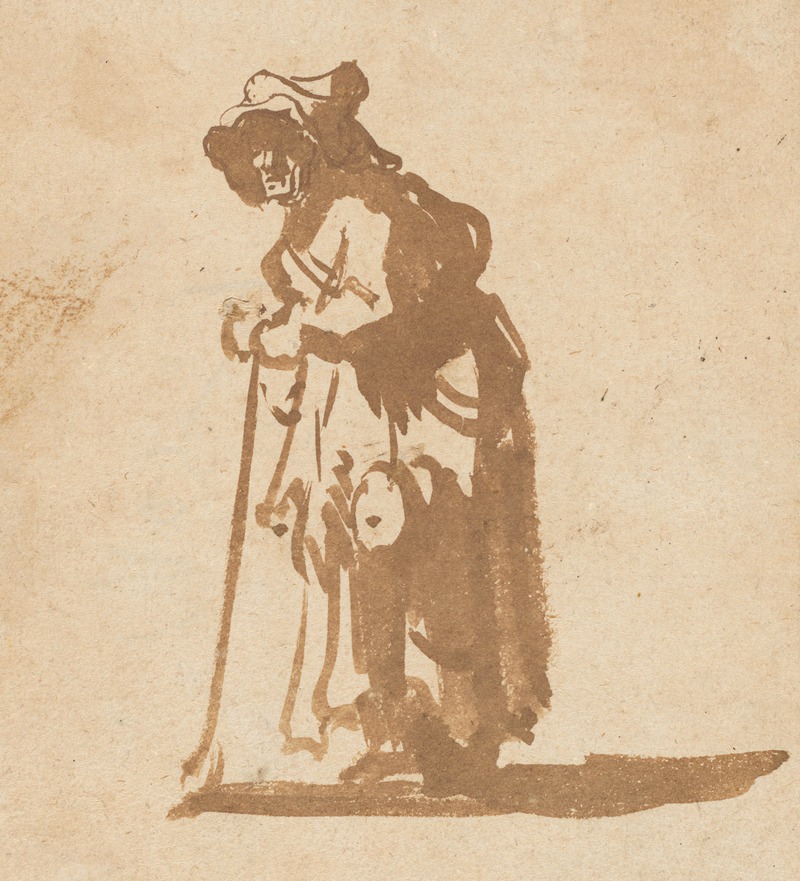 Beggar Woman Leaning on a Stick — Rembrandt van Rijn