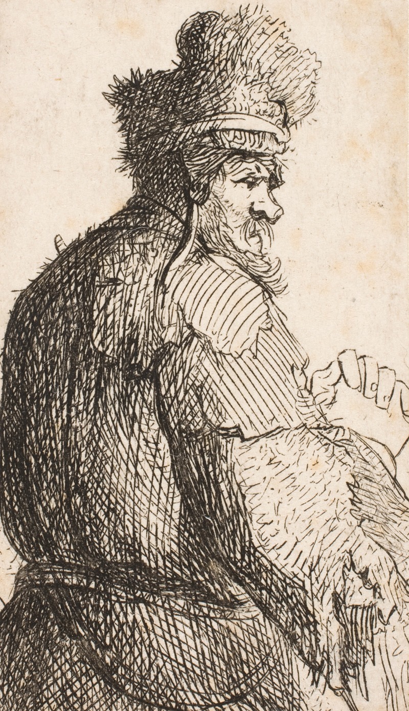 Old man seen from behind; profile to right; half figure — Рембрандт ван Рейн
