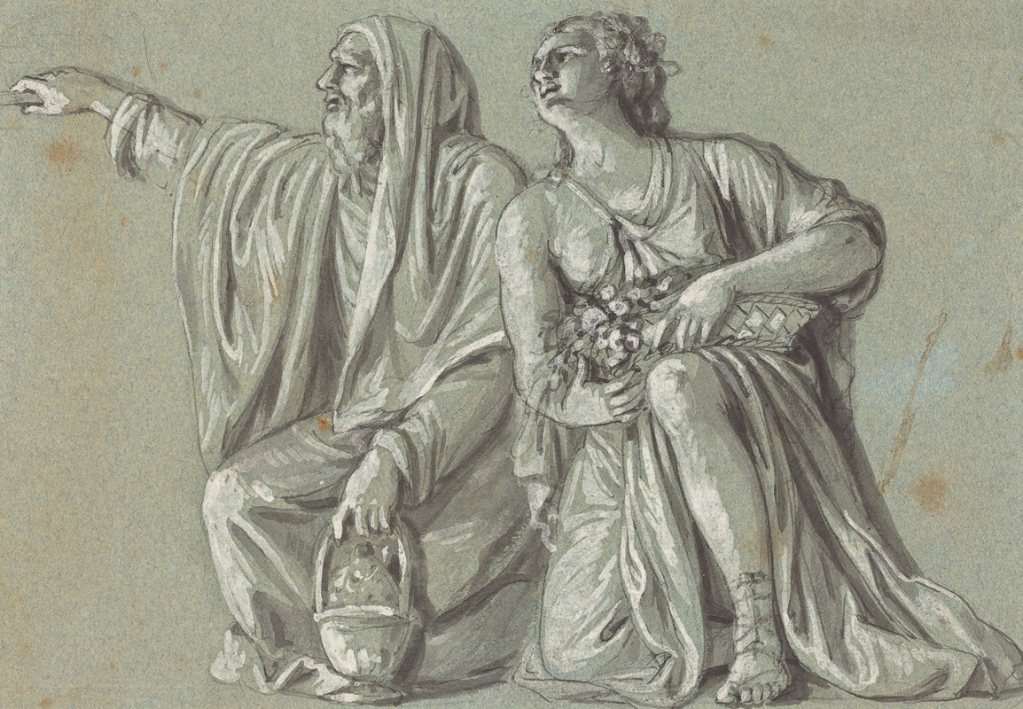 Two Kneeling Figures with Offerings by Roman 18th Century — digital art print download
