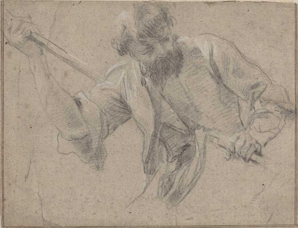 A Bearded Man with a Staff by Симон Вуэ — digital art print download