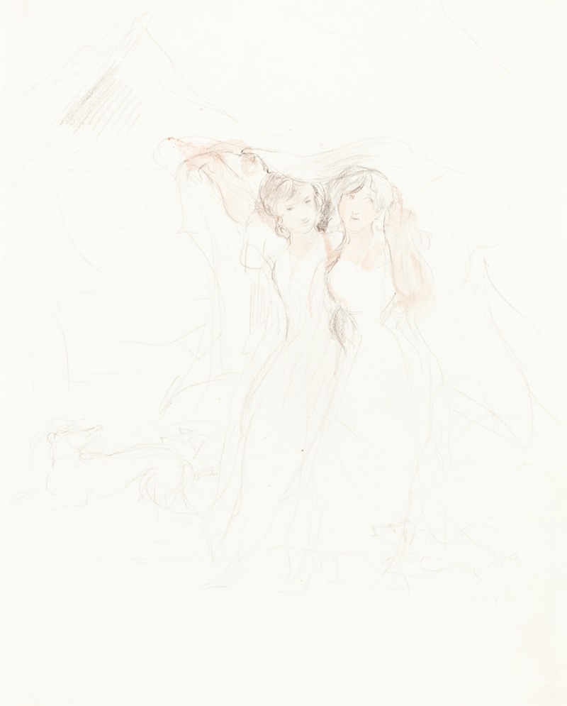 Two Girls under a Cloak by Сэр Дэвид Уилки — digital art print download