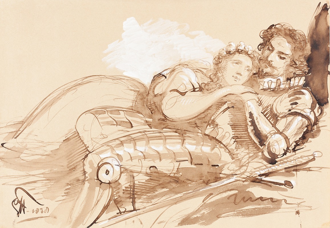 A Maiden Embraced by a Knight in Armor — Sir George Hayter