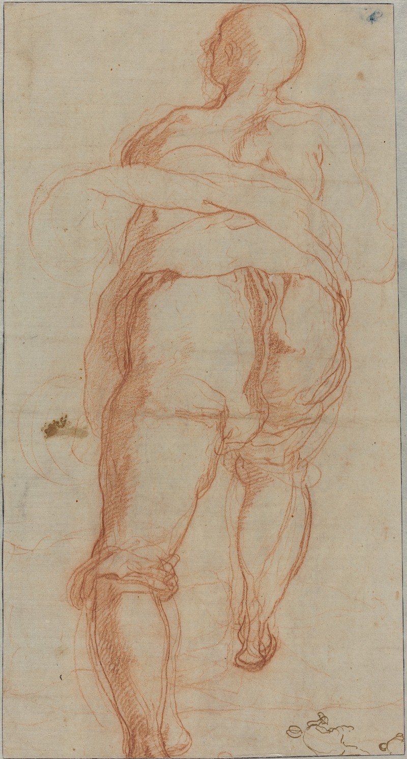 A Man Seen from Behind (verso) by Taddeo Zuccaro, c. 1555 — digital art print download